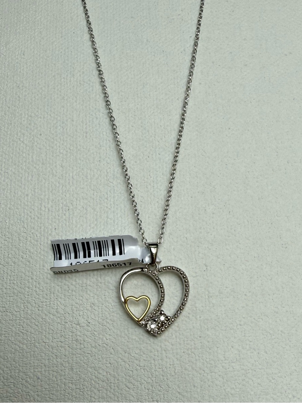 925 Diamond Heart Pendant Necklace with Gold Accent